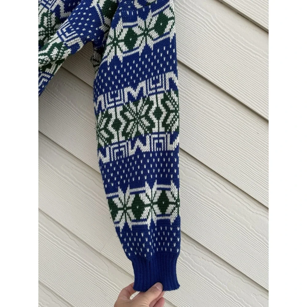Vintage Puritan‎ Men Crewneck Pullover Sweater Blue Green Holiday Size XL